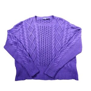Polo‎ Ralph Lauren Purple Cable Knit Crew Neck Sweater Womens Large Cotton Blend